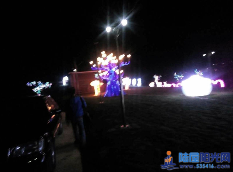 陆屋新光场百草园美丽的灯光夜景
